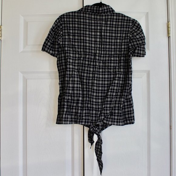 NWT Paper Crown Plaid for Anthropologie Tie Front Button Down Blouse Size M - Picture 7 of 14
